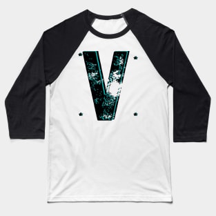 lettre V printed design Baseball T-Shirt